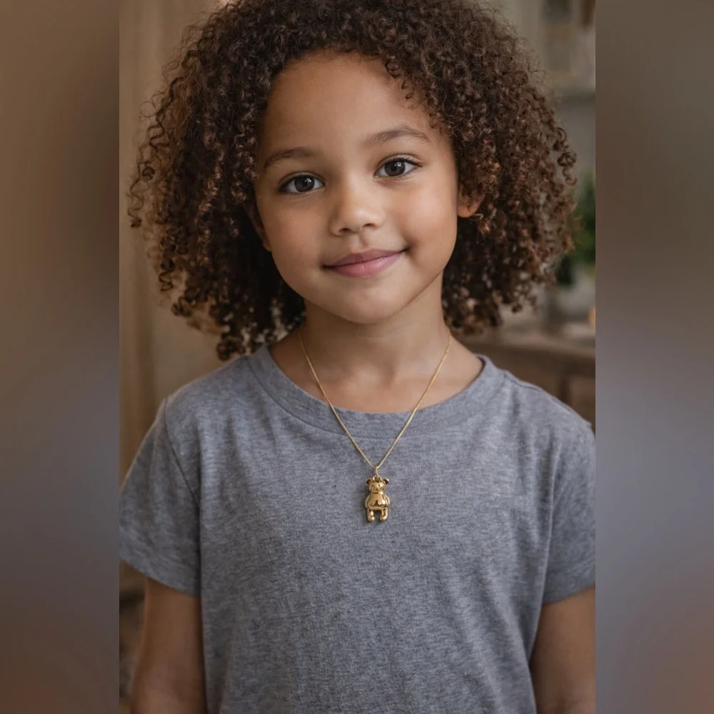 Coach gold-plated teddy bear pendant necklace